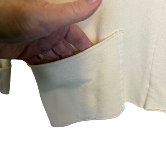 Ivory Cotton French Terry Knit Boxy, Oversized 3/4 Sleeve Jacket Sz S/M - Picture 4 of 11